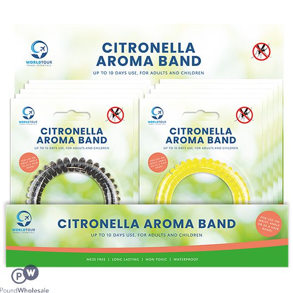 World Tour Citronella Aroma Bands CDU Assorted Colours