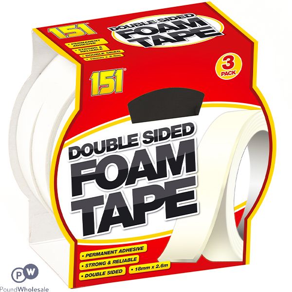 151 Double-Sided Foam Tape 18mm X 2.6m 3 Pack