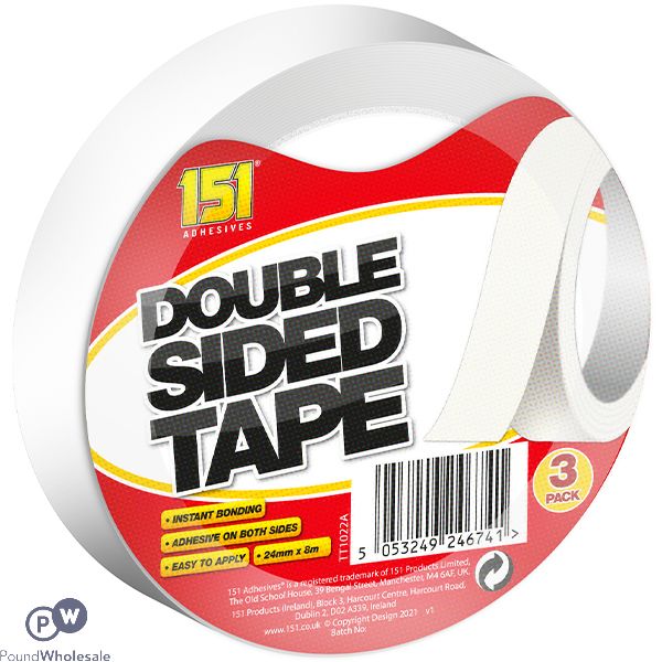 151 Double Sided Tape 24mm X 8m 3 Pack