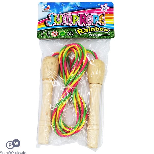 Skipping Rope With Wooden Handles Rainbow Design