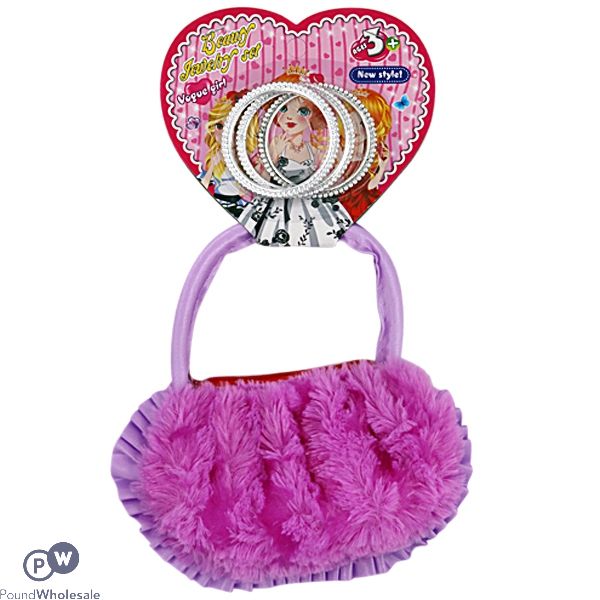 Fluffy Handbag With Beauty Accessories