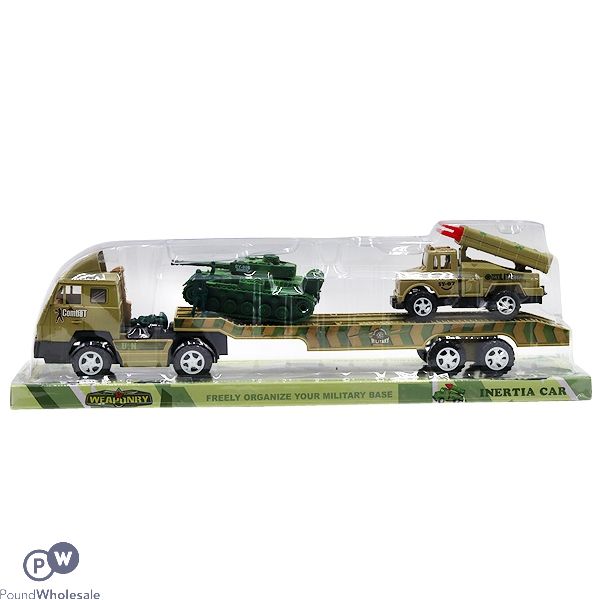 Friction Military Truck With Tank, Armoured Vehicle & Soldiers Boxed