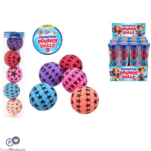 Superstar Mixed Colour Bounce Balls 5 Pack Cdu