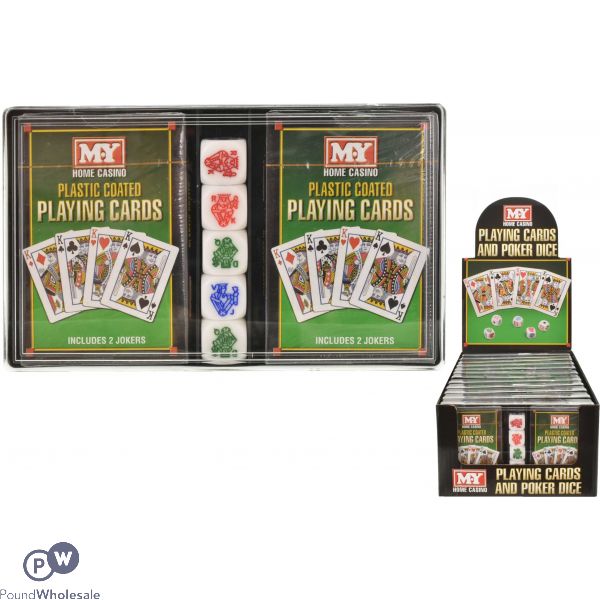 2 Packs Of Playing Cards With 5 Poker Dice