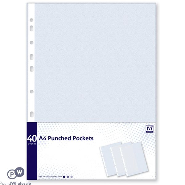A4 Punched Pockets 40 Pack