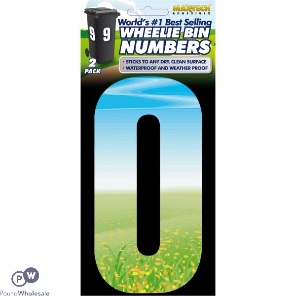 2pk Adhesive Meadow Wheelie Bin Number 0