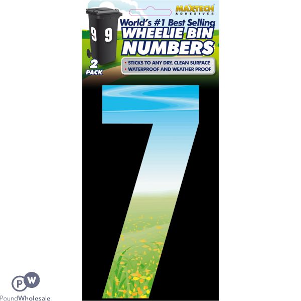 2pk Adhesive Meadow Wheelie Bin Number 7
