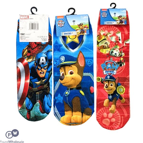 Branded Marvel & Paw Patrol Socks Assorted