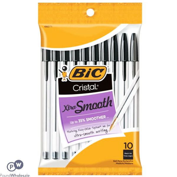 Bic Xtra Smooth Black Ballpoint Pens 10 Pack