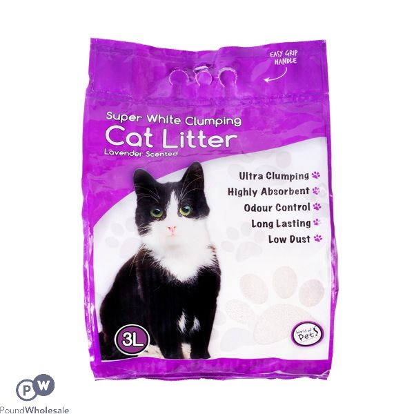 World Of Pets Super White Clumping Cat Litter Lavender Scented 3l