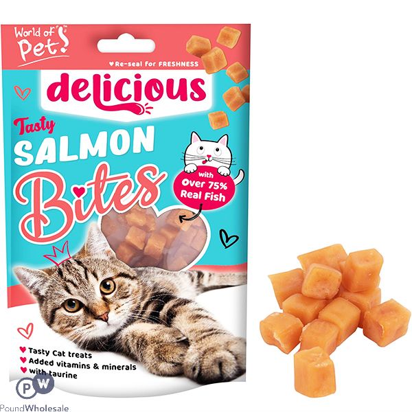 World Of Pets Tasty Salmon Bites Cat Treats 80g