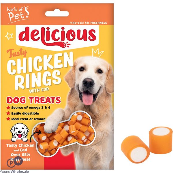 World of Pets Chicken & Cod Rings Dog Treats 100g