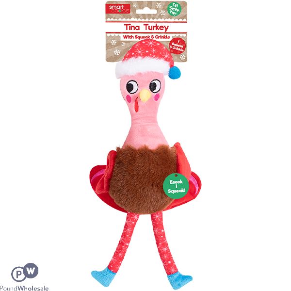 Smart Choice Squeaky Crinkle Plush Christmas Turkey Dog Toy 35cm