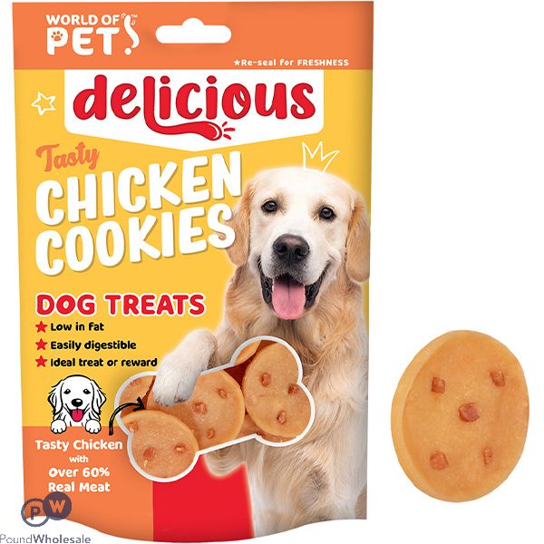 World Of Pets Chicken Cookies Dog Treats 80g 10 Pack