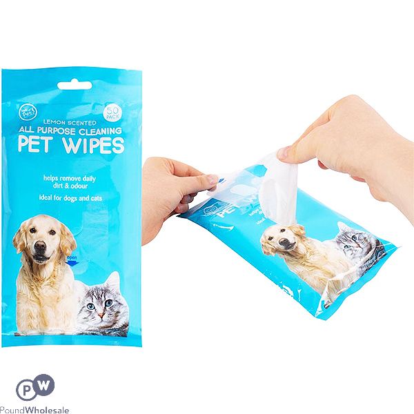 World Of Pets Lemon Scented Pet Wipes 40 Pack