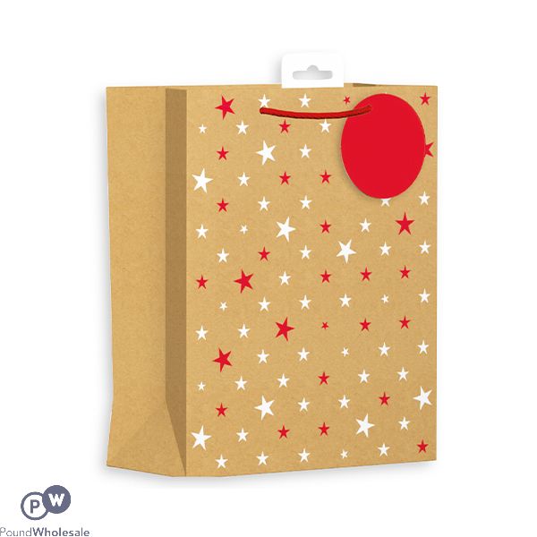Giftmaker Kraft Stars Christmas Gift Bag Medium