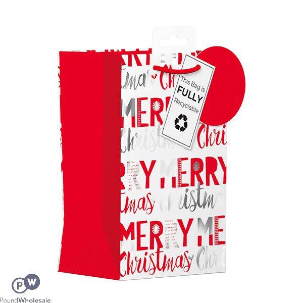 Giftmaker Red & Silver Merry Christmas Gift Bag Perfume