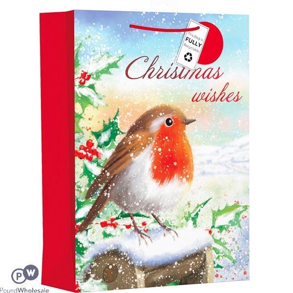 Giftmaker Traditional Festive Robin Christmas Gift Bag Xl