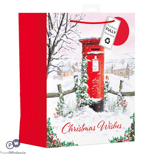 Giftmaker Christmas Winter Postbox Gift Bag Large