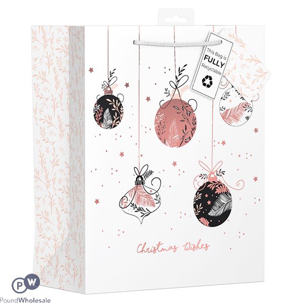 Giftmaker Christmas Rose Baubles Gift Bag Large