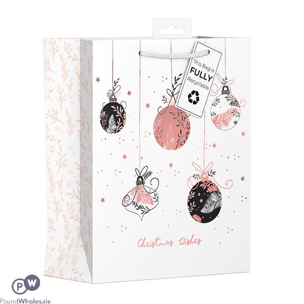 Giftmaker Christmas Rose Baubles Gift Bag Medium