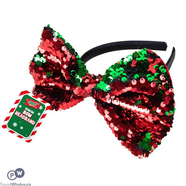 Christmas Reversible Sequin Bow Headband