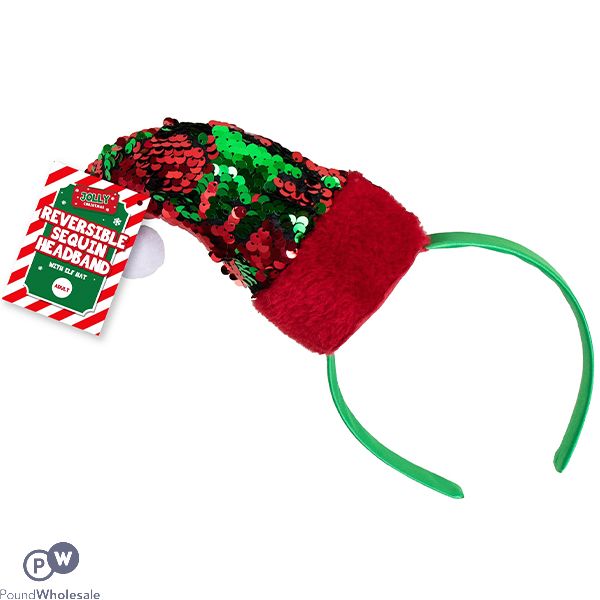 Christmas Reversible Sequin Elf Hat Headband