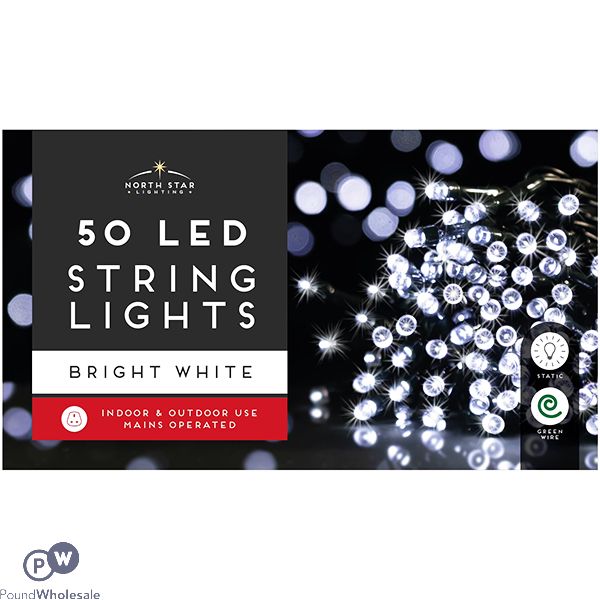 Christmas Bright White 50 LED String Lights 4.5m