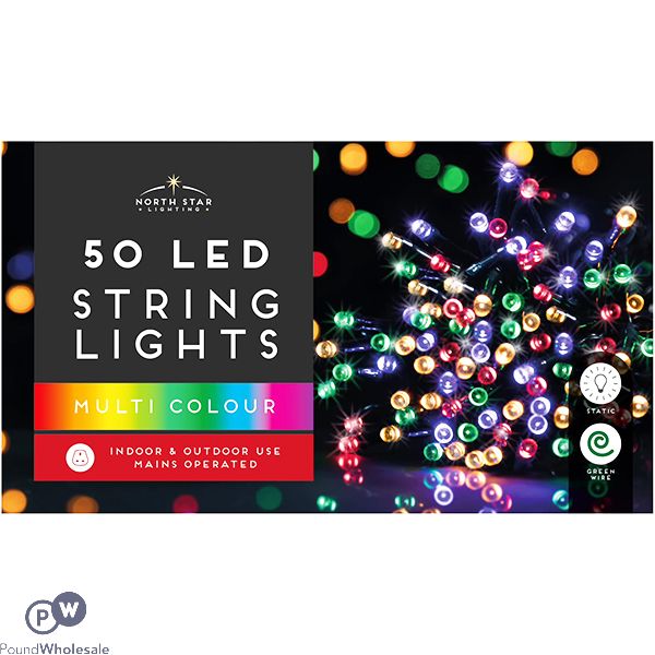 Christmas Multicoloured 50 LED String Lights 4.5m