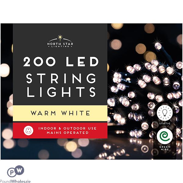 Christmas Warm White 200 LED String Lights 14.4m