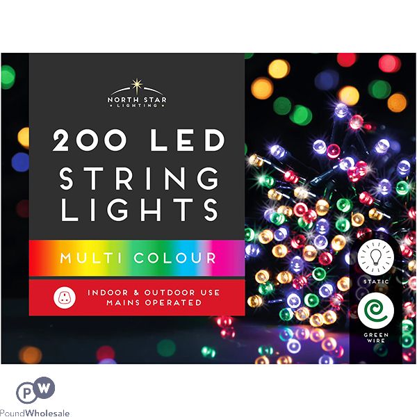 Christmas Multicoloured 200 Led String Lights 14.4m