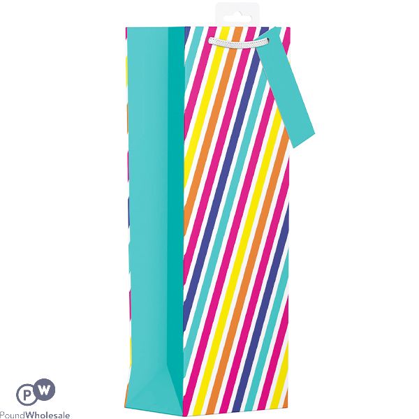 Giftmaker Rainbow Stripes Gift Bag Bottle