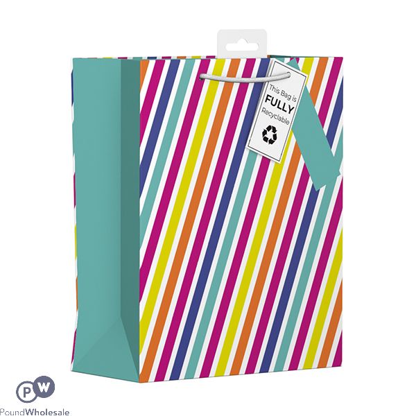 Giftmaker Rainbow Stripes Gift Bag Medium