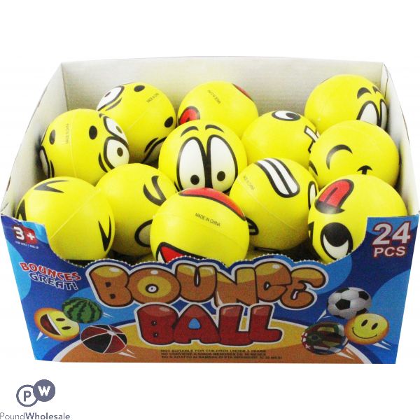 Funny Face Sponge Bounce Ball 24pc Cdu