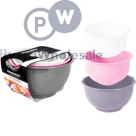 Set of 2 Plastic Mixing Bowls (20cm) (2000ml) Kitchen Baking Salad Bowl Set  of 2