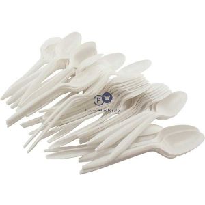 Party Solutions Plastic White Cutlery Spoons 100 Pack