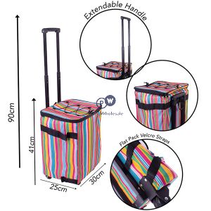 Bello Pull Along Striped Picnic Bag 25cm X 30cm X 41cm