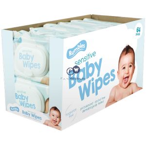 Rumbles Sensitive Baby Wipes 64 Pack Cdu