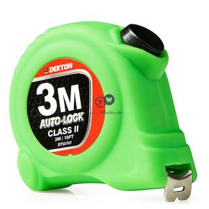 Dekton Hi-vis Green Soft Grip Auto-lock Tape Measure 3m