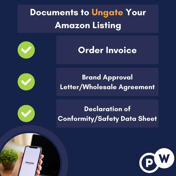 An image of documents needed to ungate Amazon listings by Pound Wholesale